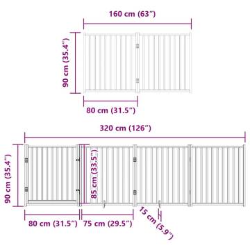 Foldable Dog Gate with Door - 12 Panels, Brown Poplar Wood