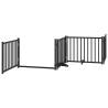 Foldable Dog Gate with Door - 640 cm Poplar Wood Black