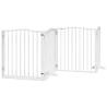 Foldable Dog Gate with Door - 640cm White Poplar Wood