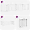 Foldable Dog Gate with Door - 640cm White Poplar Wood