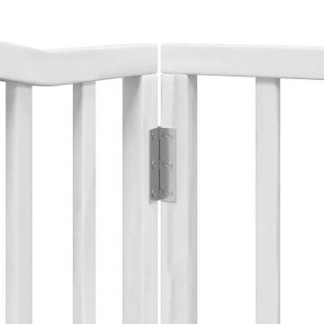 Foldable Dog Gate with Door - 640cm White Poplar Wood