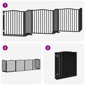 Foldable Dog Gate with Door - 6 Panels Black, 480 cm - HipoMarket