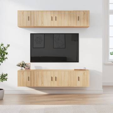 6 Piece TV Cabinet Set in Sonoma Oak - Stylish & Practical