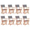 Folding Garden Chairs 8 pcs Grey Solid Eucalyptus Wood&Textilene Colour grey Quantity in Package 8 