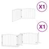 Foldable Dog Gate with Door - 480 cm Poplar Wood, White