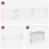 Foldable Dog Gate with Door - 480 cm Poplar Wood, White