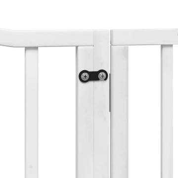 Foldable Dog Gate with Door - 480 cm Poplar Wood, White