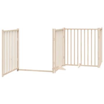 Foldable Dog Gate with Door - 10 Panels, 800 cm Poplar Wood