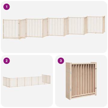 Foldable Dog Gate with Door - 10 Panels, 800 cm Poplar Wood