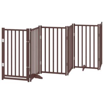 Dog Gate with Door - Foldable 6 Panels Brown Oak 300 cm