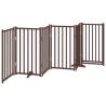 Dog Gate with Door - Foldable 6 Panels Brown Oak 300 cm