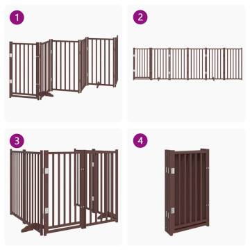 Dog Gate with Door - Foldable 6 Panels Brown Oak 300 cm