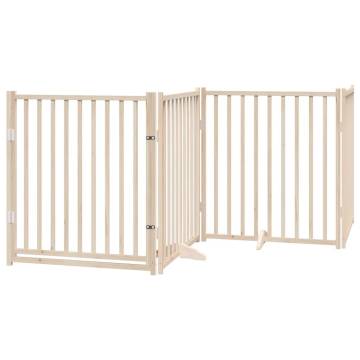 Dog Gate with Door - Foldable 6 Panels 480 cm - Poplar Wood