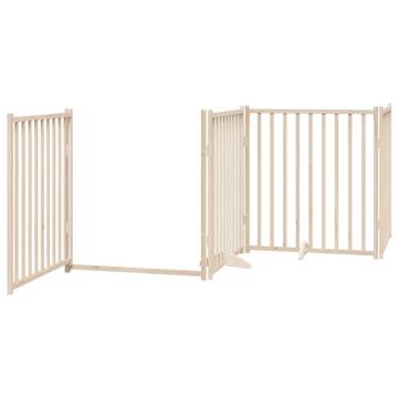 Dog Gate with Door - Foldable 6 Panels 480 cm - Poplar Wood