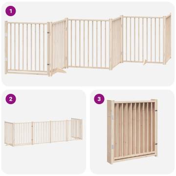 Dog Gate with Door - Foldable 6 Panels 480 cm - Poplar Wood