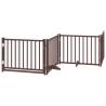 Foldable Dog Gate with Door - 8 Panels Brown Poplar Wood