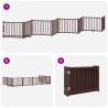 Foldable Dog Gate with Door - 8 Panels Brown Poplar Wood