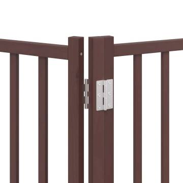 Foldable Dog Gate with Door - 8 Panels Brown Poplar Wood