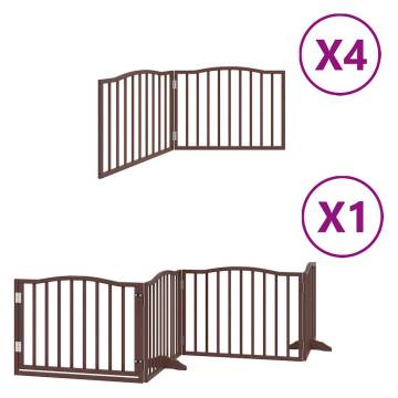 Dog Gate with Door - 12 Panels Foldable Brown 960 cm | Hipo Market