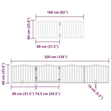 Dog Gate with Door - 12 Panels Foldable Brown 960 cm | Hipo Market