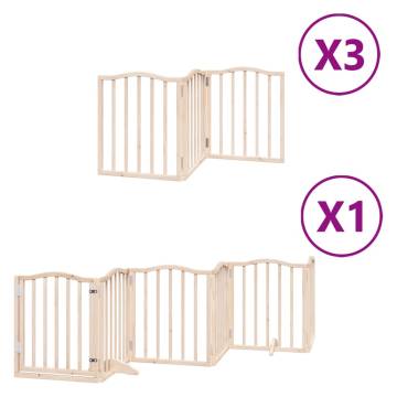 Foldable Dog Gate with Door - 15 Panels in Poplar Wood | Hipo Market