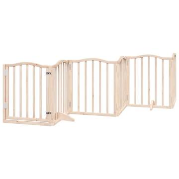 Foldable Dog Gate with Door - 15 Panels in Poplar Wood | Hipo Market