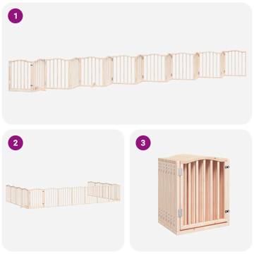 Foldable Dog Gate with Door - 15 Panels in Poplar Wood | Hipo Market