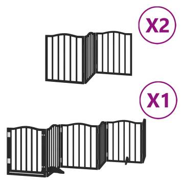 Dog Gate with Door - Foldable 12 Panels 600 cm Black Wood