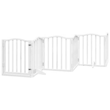 Foldable Dog Gate with Door - 15 Panels | Poplar Wood White