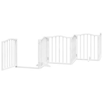 Foldable Dog Gate with Door - 15 Panels | Poplar Wood White