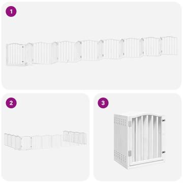 Foldable Dog Gate with Door - 15 Panels | Poplar Wood White