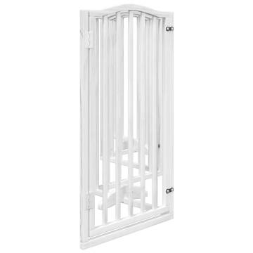 Foldable Dog Gate with Door - 6 Panels, White Poplar Wood