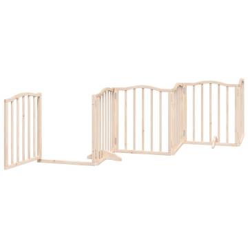 Foldable Dog Gate with Door - 300 cm Poplar Wood | HipoMarket