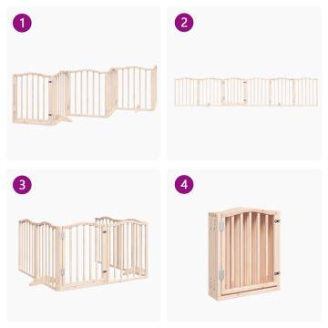 Foldable Dog Gate with Door - 300 cm Poplar Wood | HipoMarket