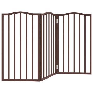 Dog Gate Foldable 3 Panels Brown Oak 150 cm - Poplar Wood