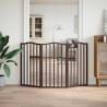 Dog Gate Foldable 3 Panels Brown Oak 150 cm - Poplar Wood