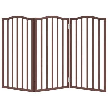 Dog Gate Foldable 3 Panels Brown Oak 150 cm - Poplar Wood