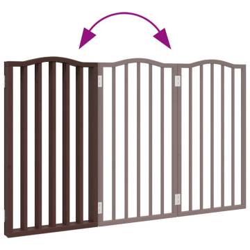 Dog Gate Foldable 3 Panels Brown Oak 150 cm - Poplar Wood