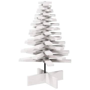 Wooden Christmas Tree Decoration - White 80cm Solid Wood Pine