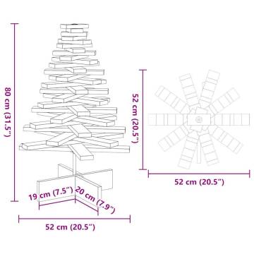 Wooden Christmas Tree Decoration - White 80cm Solid Wood Pine