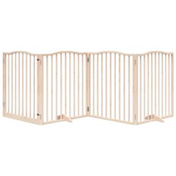 Foldable Dog Gate with Door - 320 cm Poplar Wood | Hipo Market