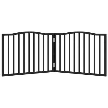 Foldable Dog Gate 2 Panels Black | Durable Poplar Wood | HipoMarket