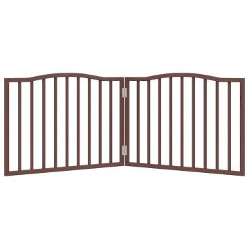 Foldable Dog Gate 2 Panels Brown Oak - 160 cm Poplar Wood