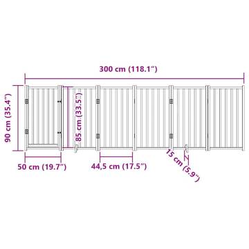 Foldable Dog Gate with Door - 300 cm Solid Wood Fir - HipoMarket