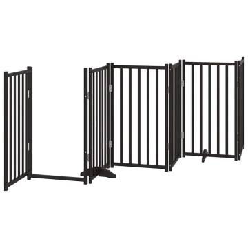 Foldable Dog Gate with Door - 6 Panels, 300cm Solid Wood