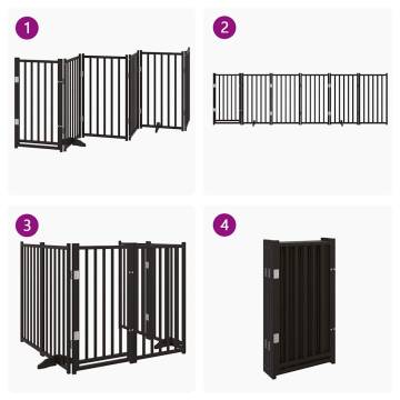 Foldable Dog Gate with Door - 6 Panels, 300cm Solid Wood