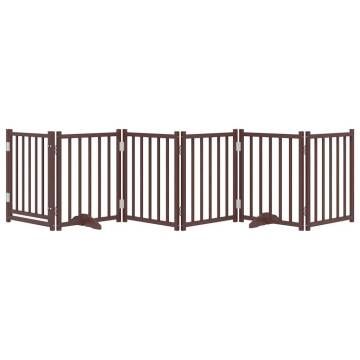 Dog Gate with Door - Foldable 6 Panels, Brown Oak - 300 cm