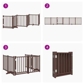 Dog Gate with Door - Foldable 6 Panels, Brown Oak - 300 cm