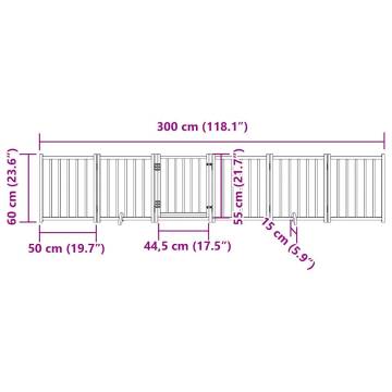 Dog Gate with Door - Foldable 6 Panels, Brown Oak - 300 cm