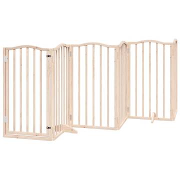 Foldable Dog Gate with Door - 9 Panels, 450 cm - Durable Poplar Wood